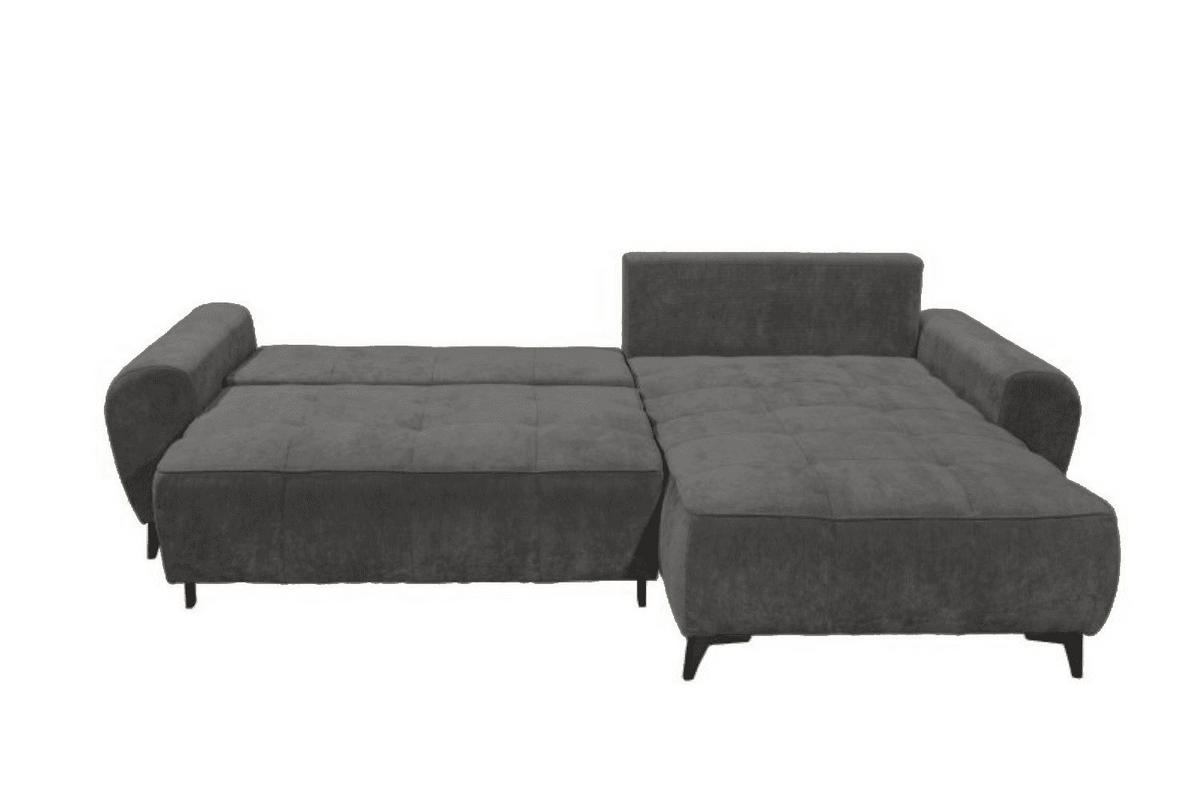 ECKSCHLAFSOFA mit Schlaffunktion und Bettkasten, beidseitig montierbar - Anthrazit/Schwarz, Kunststoff/Textil (284/191cm) - ed exciting design