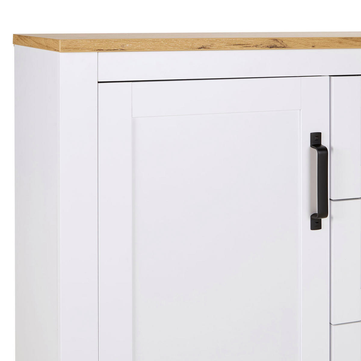 SIDEBOARD 150/89/41 cm Weiß, Natur - Schwarz/Weiß, Holz/Kunststoff (150/89/41cm) - Homestyle4u