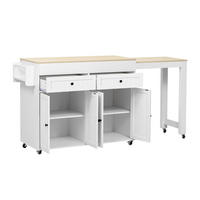 KÜCHENINSEL mit Rollen 112/45/92.2 cm Weiß mit 2 Schubladen und Arbeitsplatte - Weiß, Holz/Holzwerkstoff (180.5/92.2/45cm) - Oxeza
