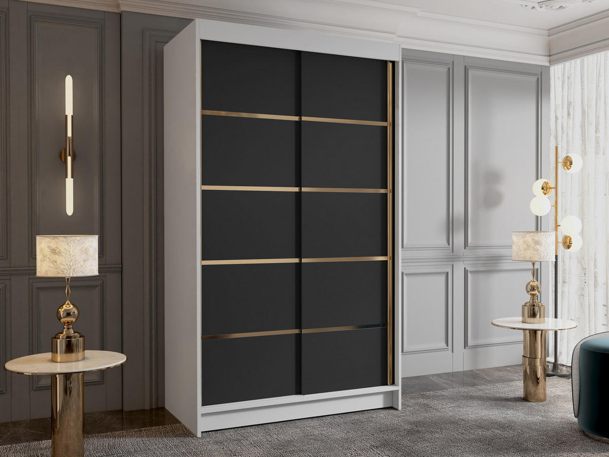 SCHIEBETÜRENSCHRANK Vigo IV - Goldfarben/Multicolor, Holzwerkstoff/Metall (100/200/58cm) - MIRJAN24