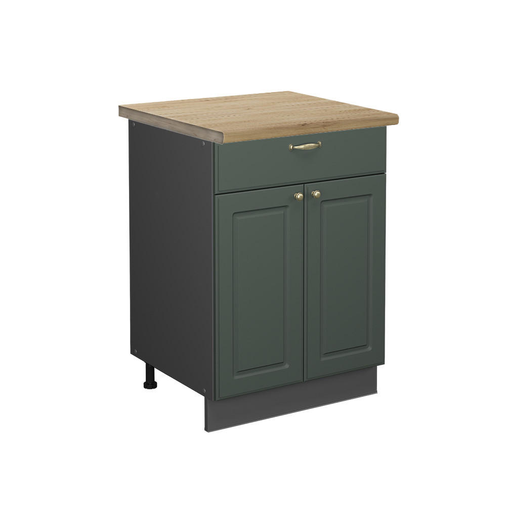 KÜCHENUNTERSCHRANK Fame-Line Grün-Gold Landhaus 60 cm mit Schublade AP Eiche - Anthrazit/Grün, Holzwerkstoff (60/82/60cm) - Vicco