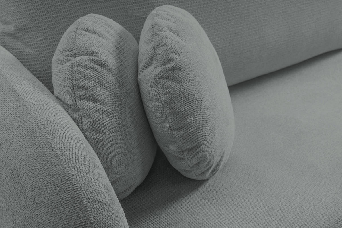 ECKSOFA AMICO R-S Grau Geflochtener Stoff mit Schlaffunktion - Grau, Holz (248/174cm) - MASSENO