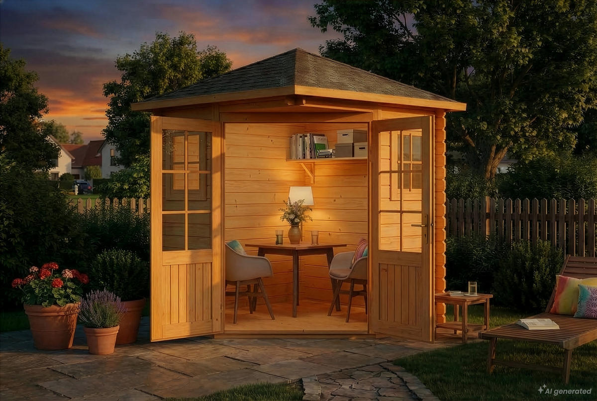GARTENHAUS Holz Komplettset - Sunny Compact - Pinienfarben, Holz (220/248/220cm) - Alpholz