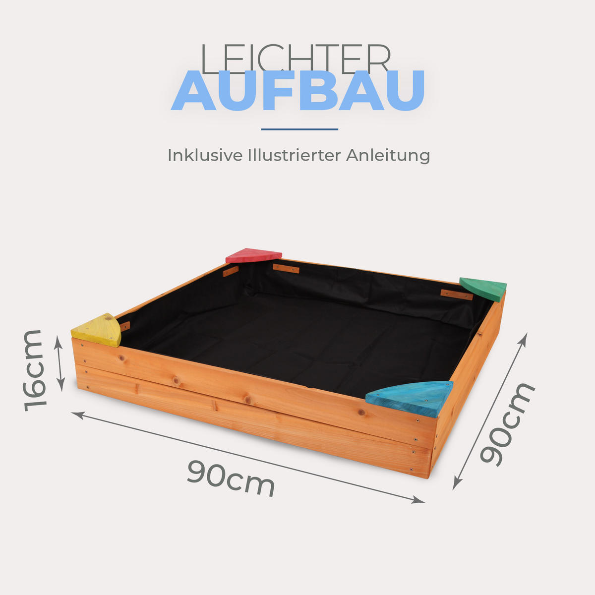 SANDKASTEN aus Holz mit Abdeckung 90 cm - Braun, Naturmaterialien (90/90cm) - Bestlivings