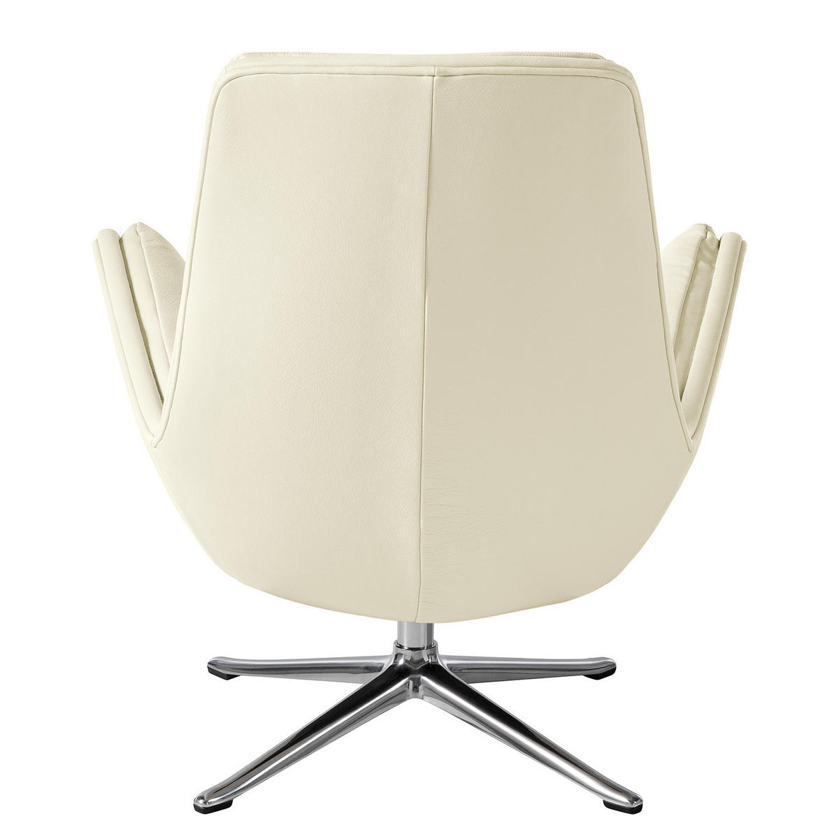 SESSEL mit Kreuzfuß - Chromfarben/Weiß, Leder/Metall (83/95/97cm) - home24