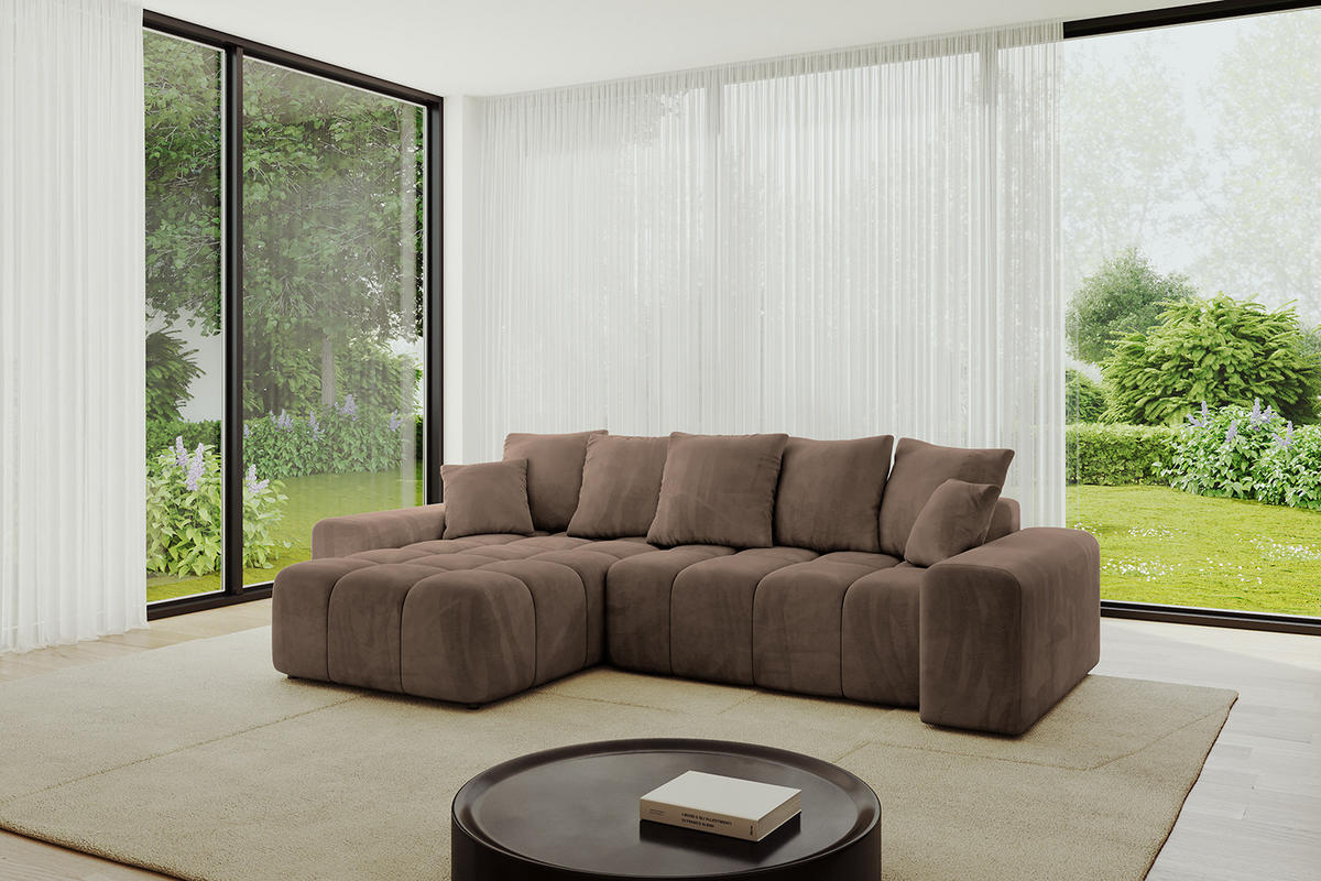 ECKSOFA Ottomane links/rechts ENIL-L 290x175x84 Braun Velours - Braun, Holzwerkstoff/Kunststoff (290/175cm) - ALTDECOR