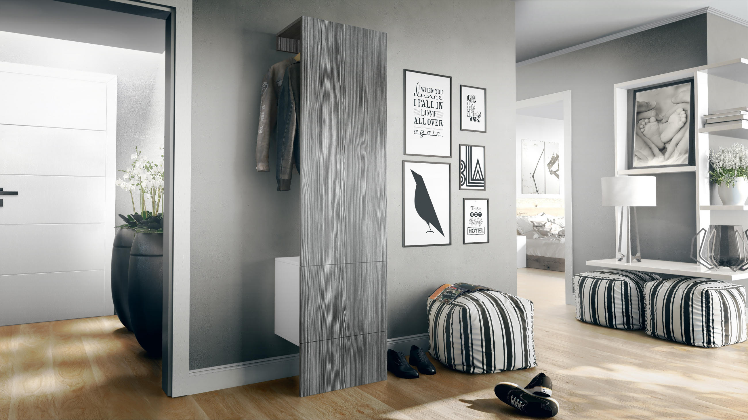 GARDEROBE Carlton Paneel in Avola-Anthrazit - Anthrazit, Holzwerkstoff (52/193/35cm) - Vladon