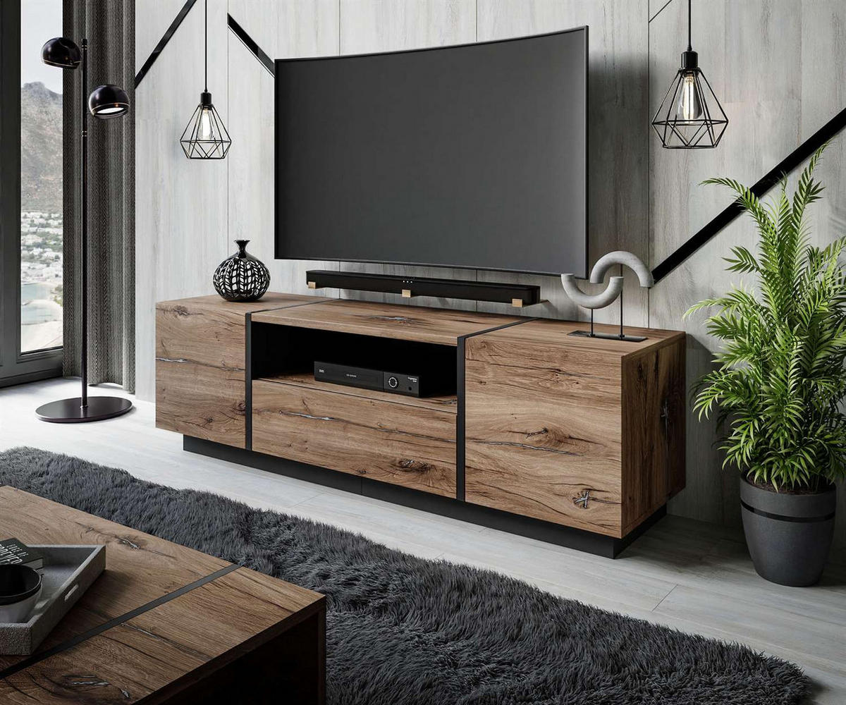 TV-ELEMENT ONYX LOFT 158 cm Push Open - Eichefarben, Holzwerkstoff (158/46/41.3cm) - Lookway