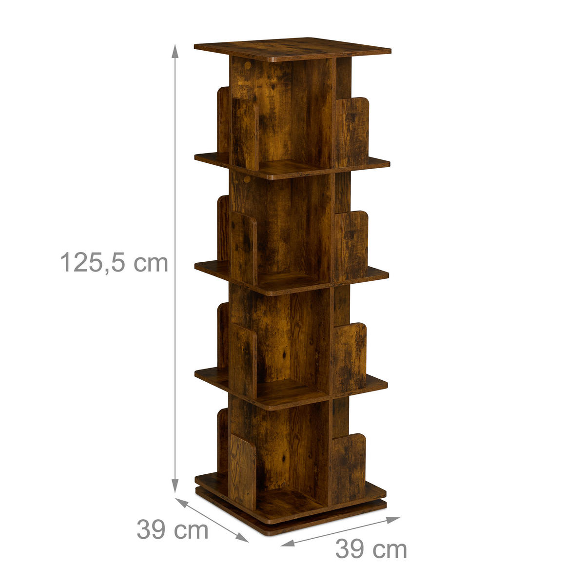 BÜCHERREGAL - Braun, Holzwerkstoff/Metall (39/125.5/39cm) - Relaxdays