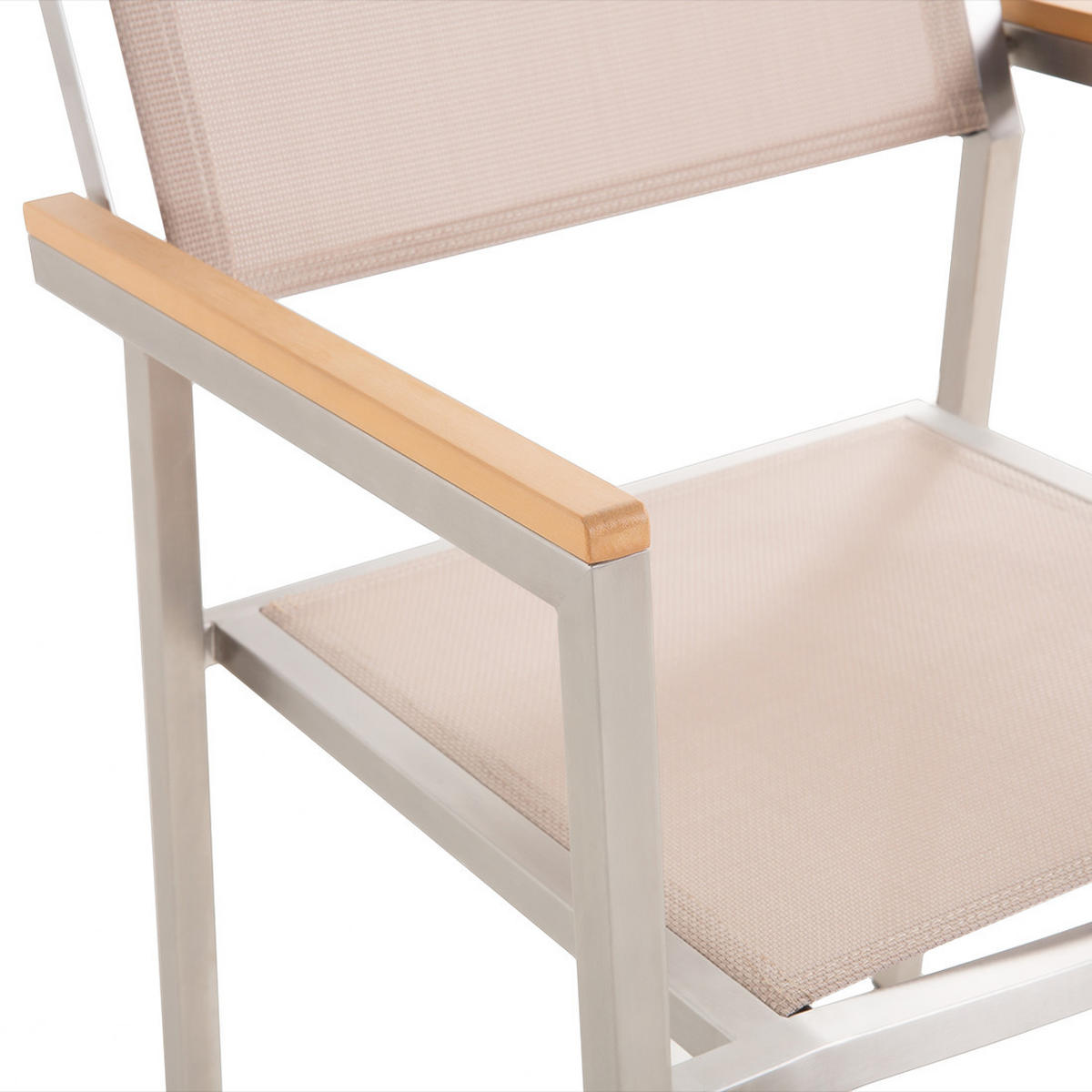 GARTENMÖBEL SET 6-Sitzer Naturstein schwarz poliert beige Grosseto - Beige/Silberfarben, Metall - Beliani