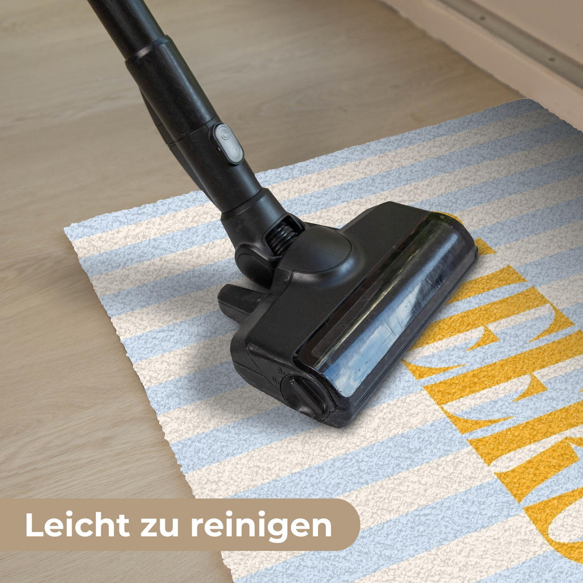 FUSSMATTE Orange – Blau – Streifen – Cheers 60x40 cm - Hellblau, Kunststoff (60/0.4cm) - MuchoWow