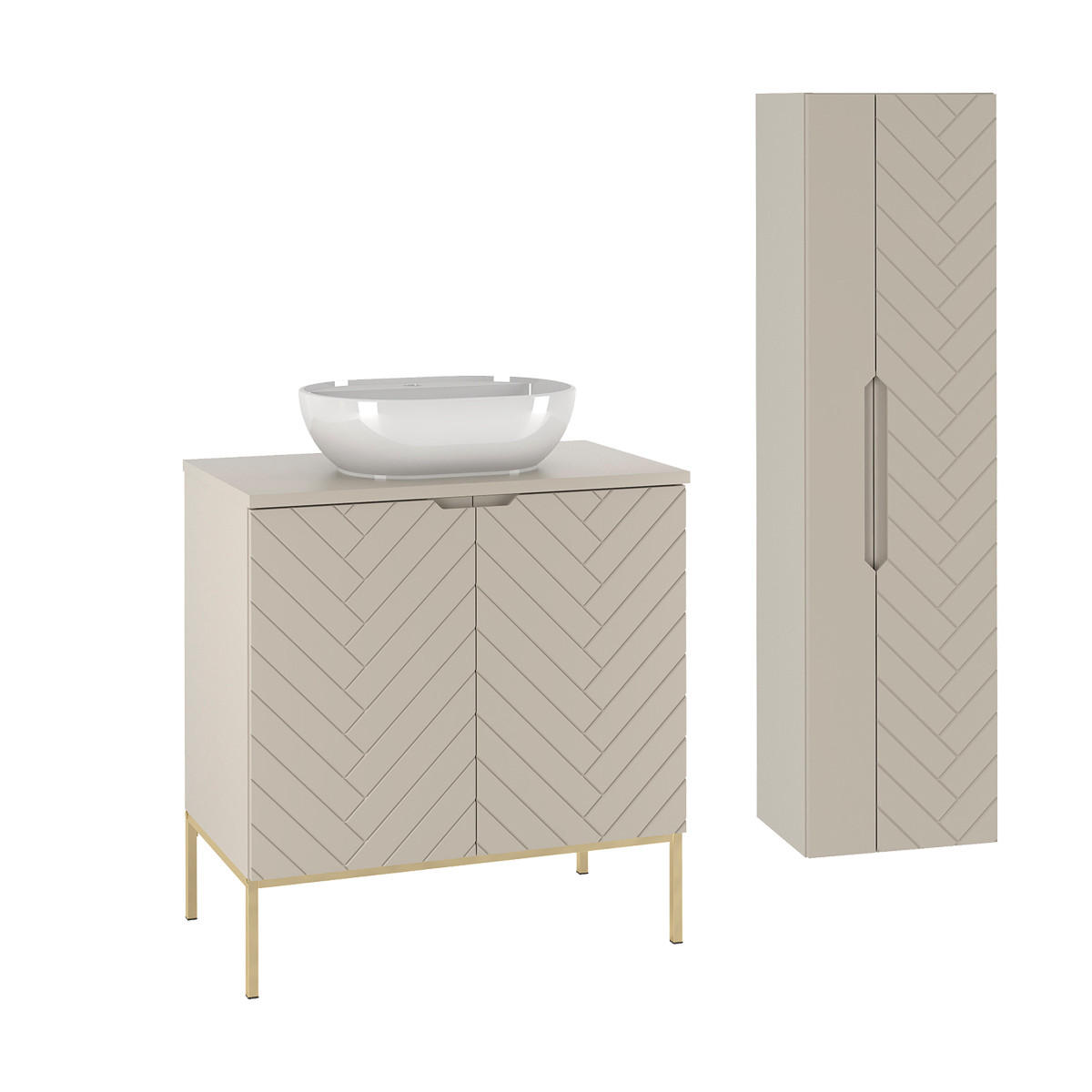 BADMÖBEL Daria 2er-Set Kaschmir - Beige, Holzwerkstoff (80.6/84.2/46.5cm) - Petits-meubles