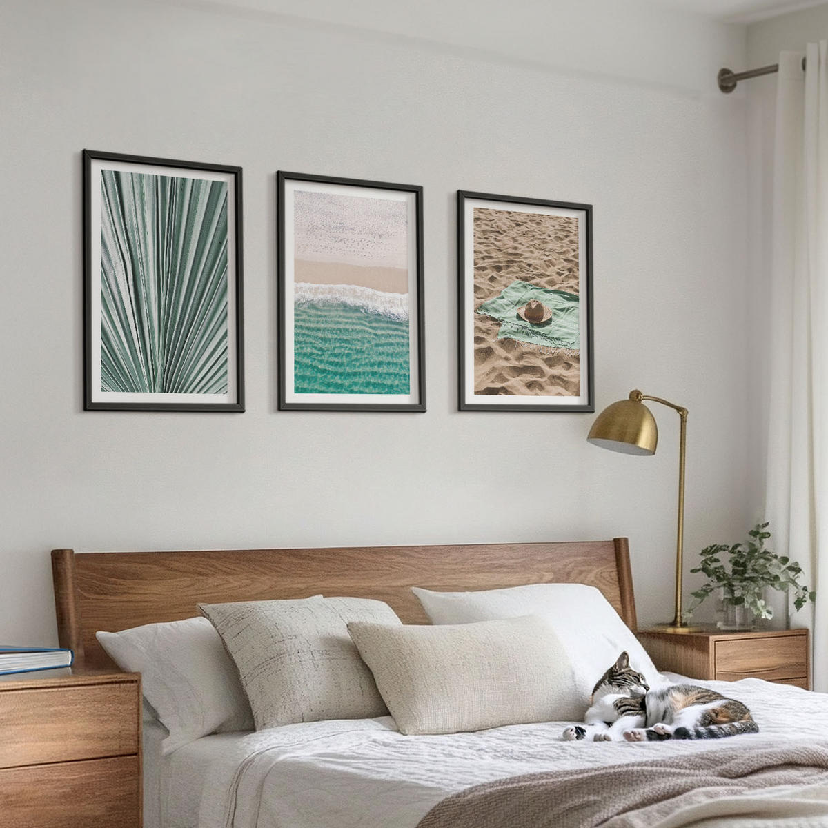 BILDER SET 3er Set - 40x60 cm Schwarzer Rahmen - Urlaubsblick Strand Meer - Schwarz, Kunststoff (40/60cm) - TULUP