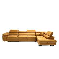 ECKSOFA WILD MAXI L Rechts mit Schlaffunktion 125x195 Velours Gold - Chromfarben/Goldfarben, Holz/Textil (203/350cm) - Muffo