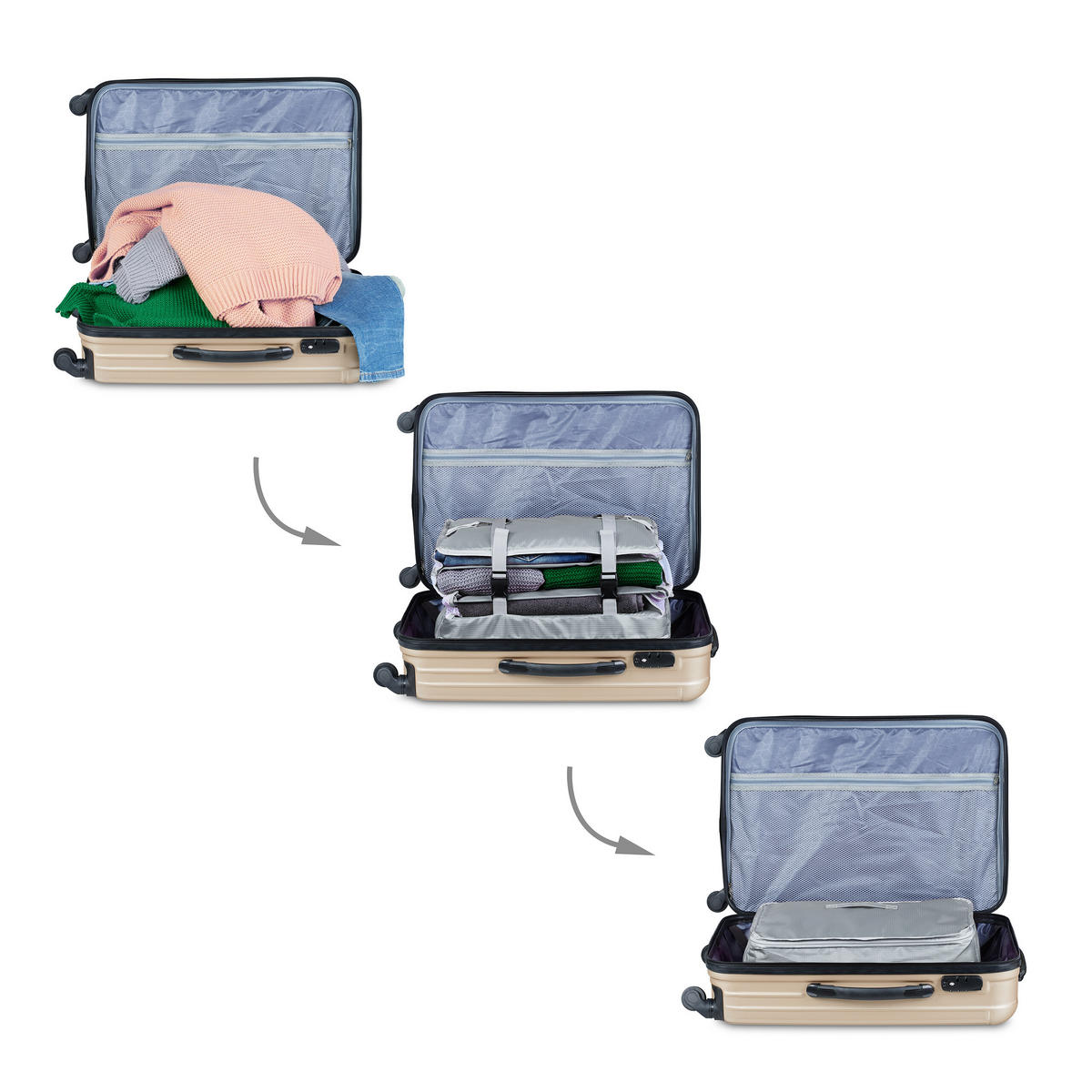 GEPÄCK-ORGANIZER - Grau, Textil/Metall (44/55/30cm) - Relaxdays