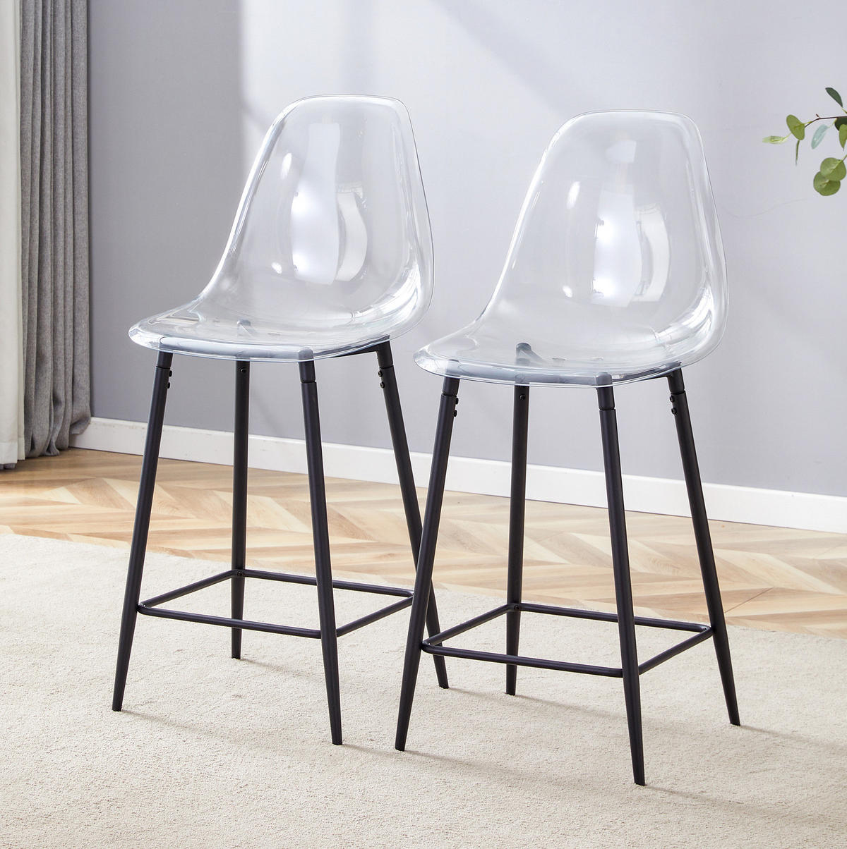 BARHOCKER Transparent mit Metallgestell - Schwarz, Kunststoff (45/102/51cm) - MIVRAY