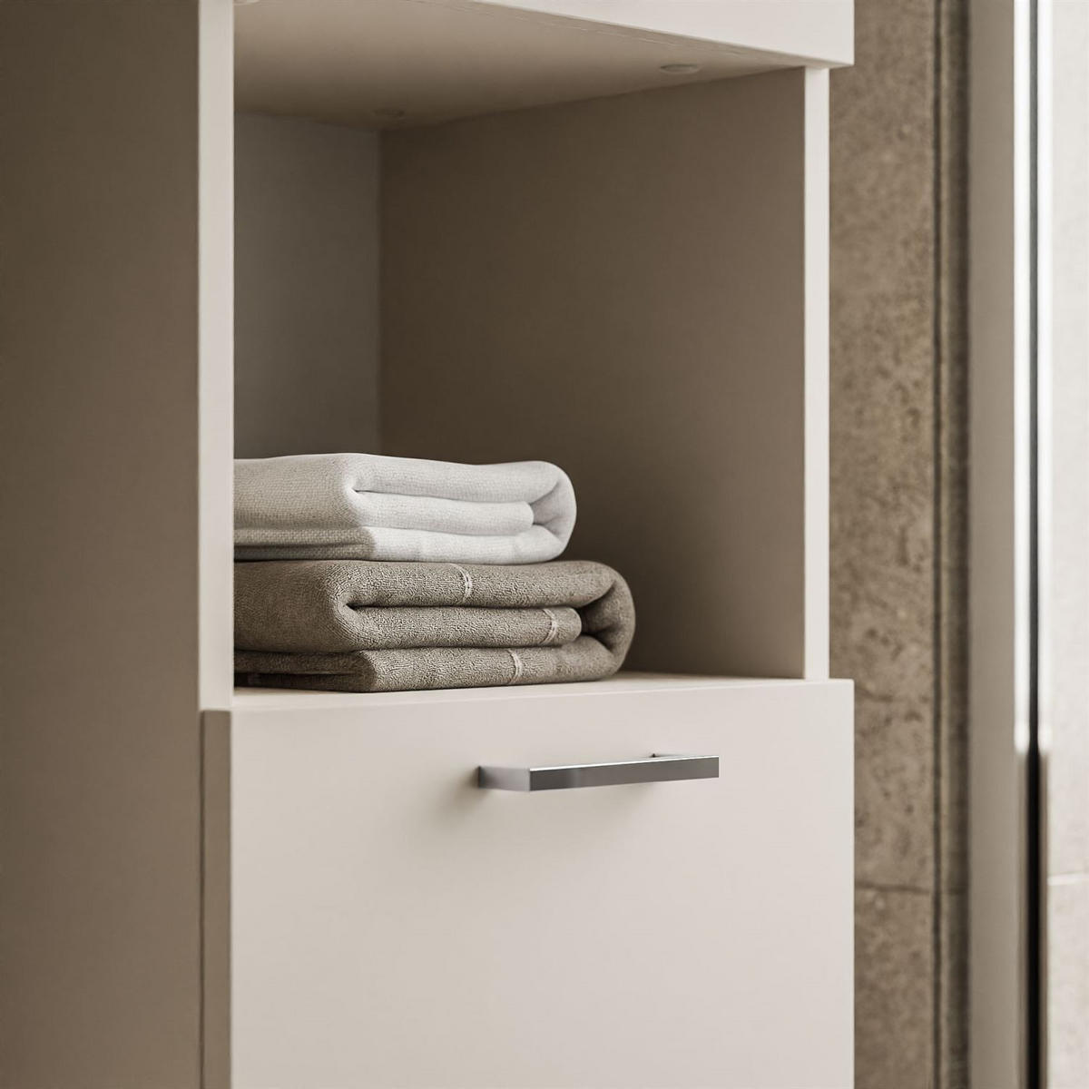 BADMÖBEL-SET LUMIRE IV Kaschmir Matt mit Spiegel - Beige, Holzwerkstoff (60/52/46cm) - Lookway