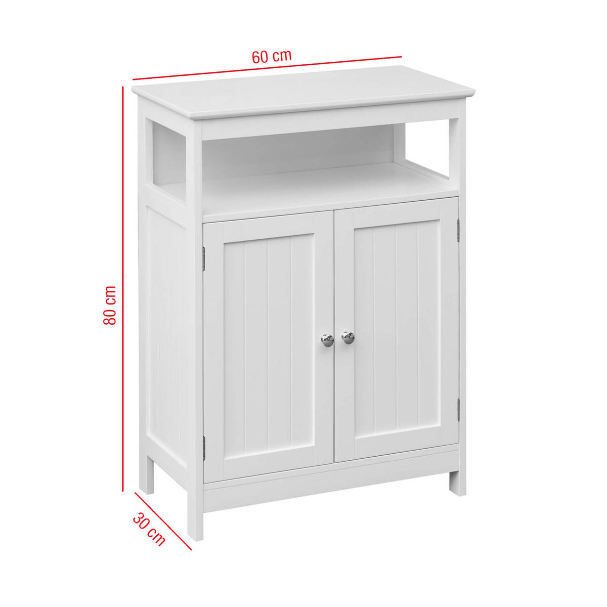 BADEZIMMERSCHRANK Weiß 30/60/80 cm - Weiß, Holzwerkstoff (30/80/60cm) - Mobili Rebecca