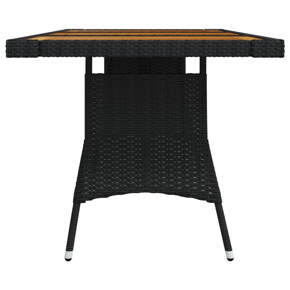 GARTENTISCH Schwarz 160/70/72Cm Poly Rattan & Massivholz Akazie - Schwarz, Kunststoff (160/70/72cm) - vidaXL