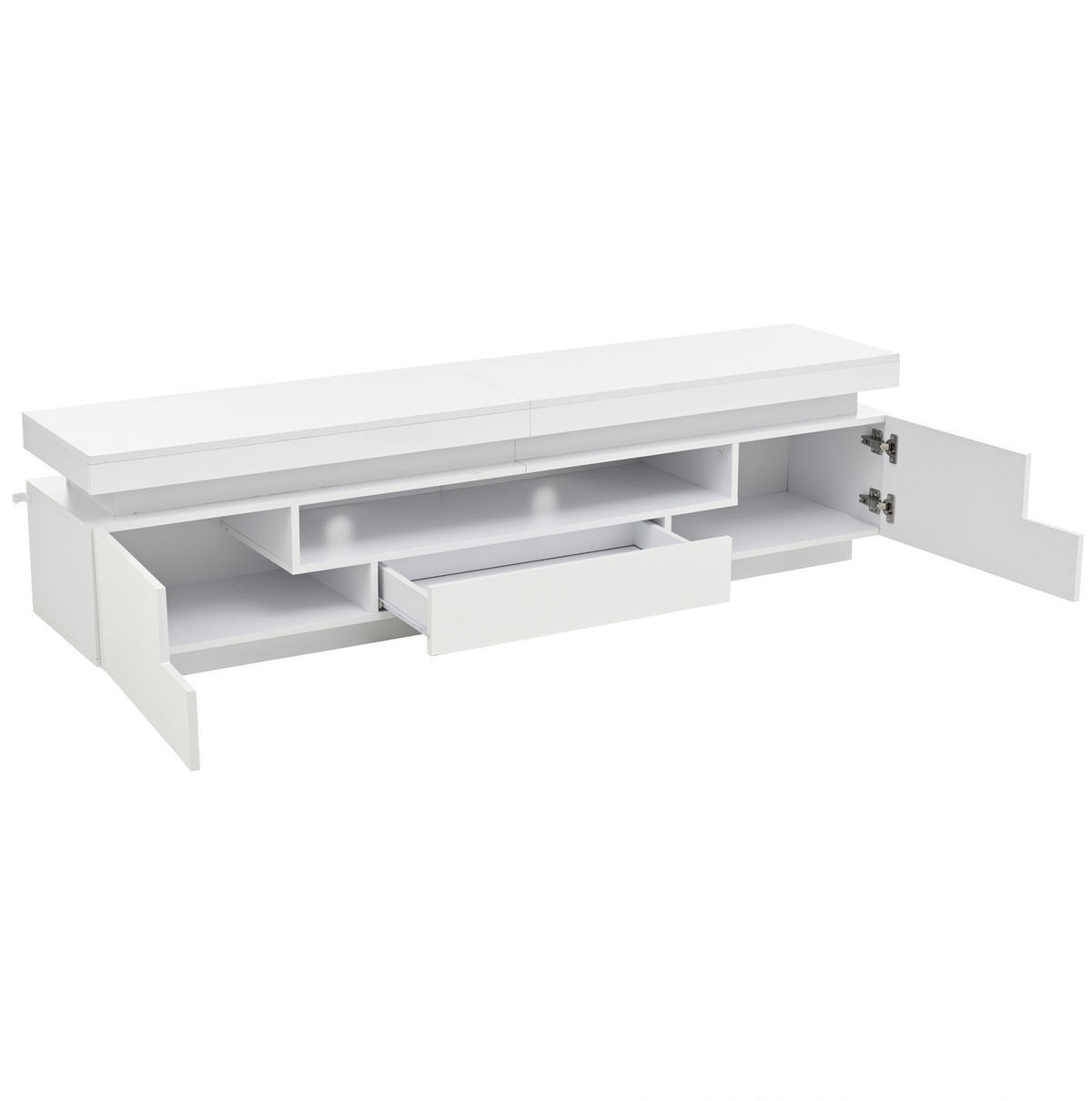 TV-ELEMENT mit LED 175 x 38 x 45 cm Hochglanz Weiß - Weiß, Holzwerkstoff (38/45/175cm) - Beauniv