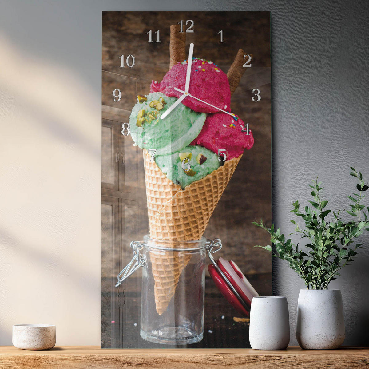 WANDUHR 30x60 cm - Orchidee - Multicolor, Glas (30/60/0.4cm) - TULUP