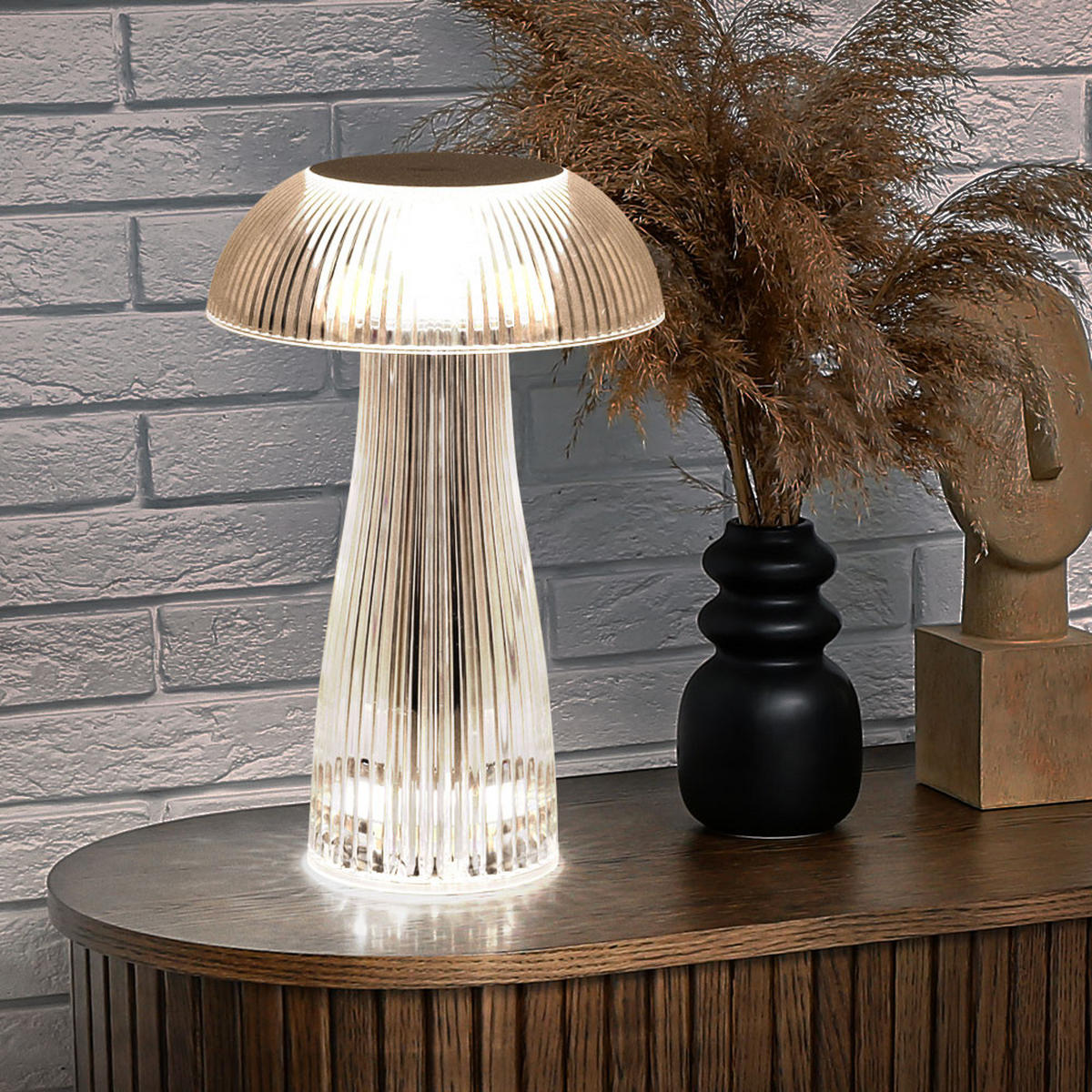 LED TISCHLEUCHTE Metall Silber - Silberfarben, Kunststoff (25/25/25cm) - Globo Lighting