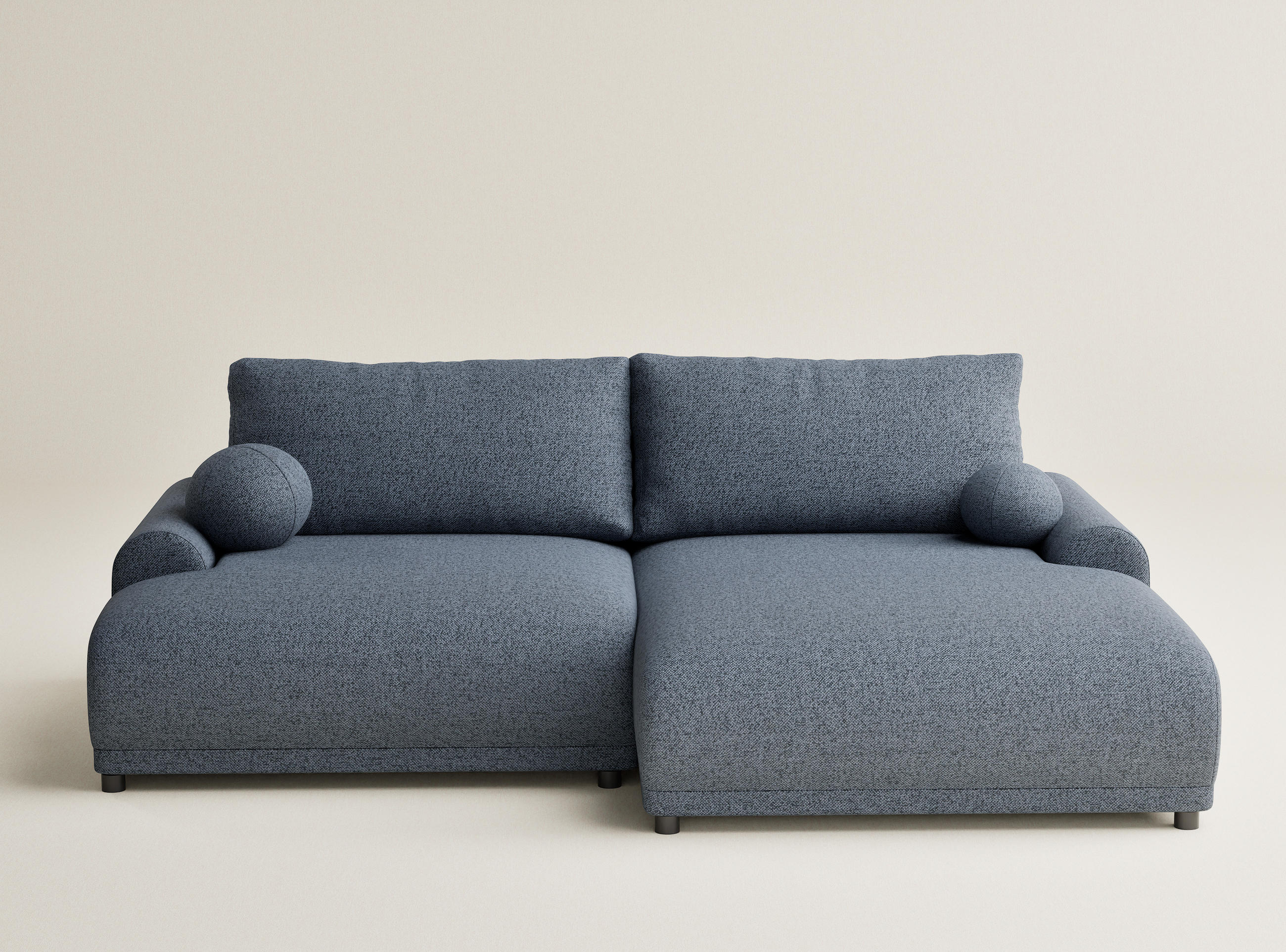 ECKSOFA MIT SCHLAFFUNKTION Tallin Blau Grau Webstoff - Blaugrau/Schwarz, Holz/Holzwerkstoff (240/145cm) - Maison de Reve