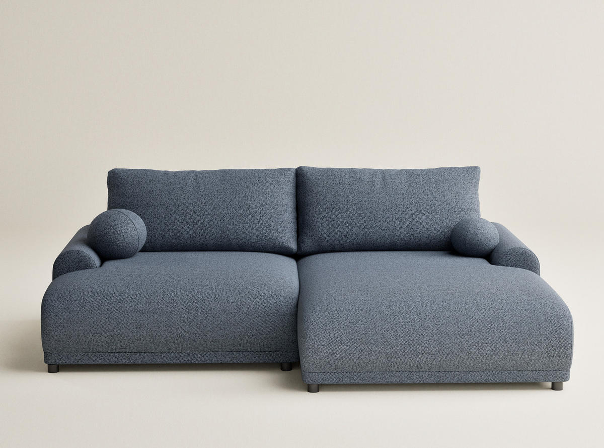 ECKSOFA MIT SCHLAFFUNKTION Tallin Blau Grau Webstoff - Blaugrau/Schwarz, Holz/Holzwerkstoff (240/145cm) - Maison de Reve