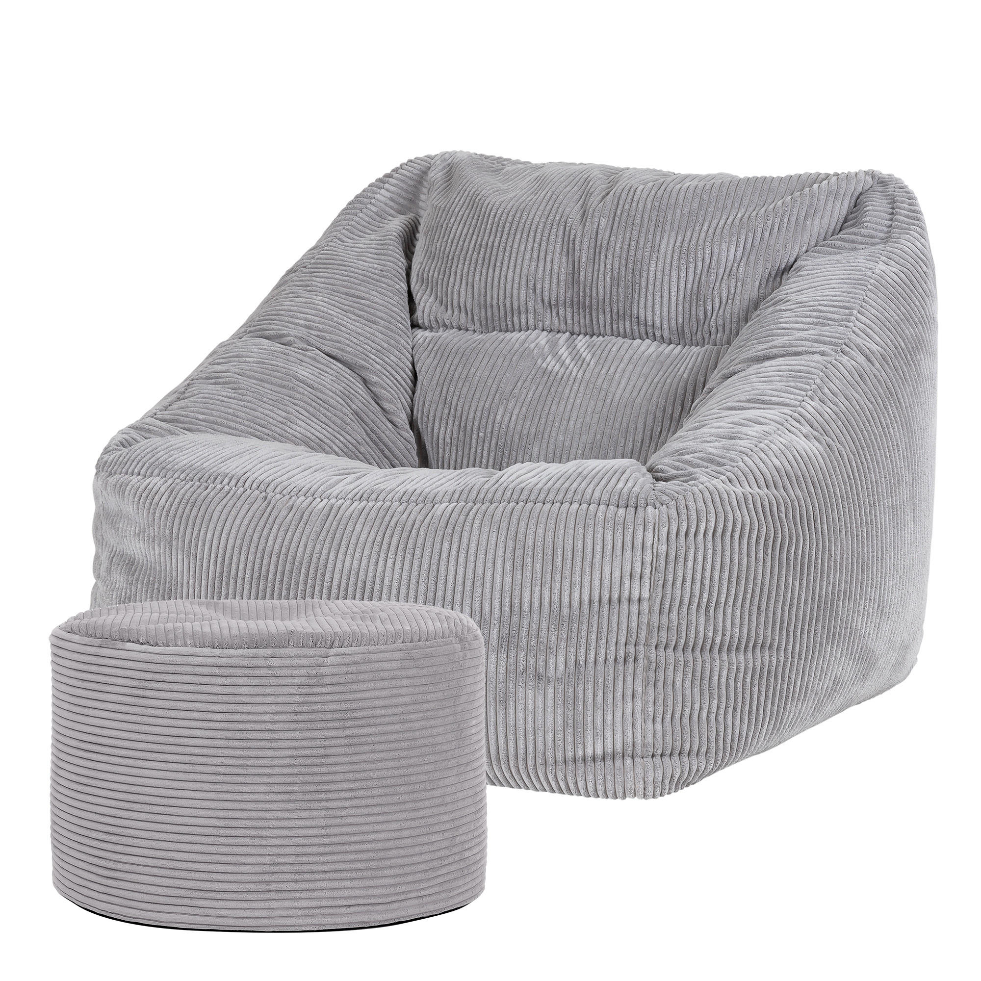 SITZSACK Sessel Natalia + Sitzpouf - Hellgrau, Textil (100/80/88cm) - icon