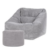 SITZSACK Sessel Natalia + Sitzpouf - Hellgrau, Textil (100/80/88cm) - icon