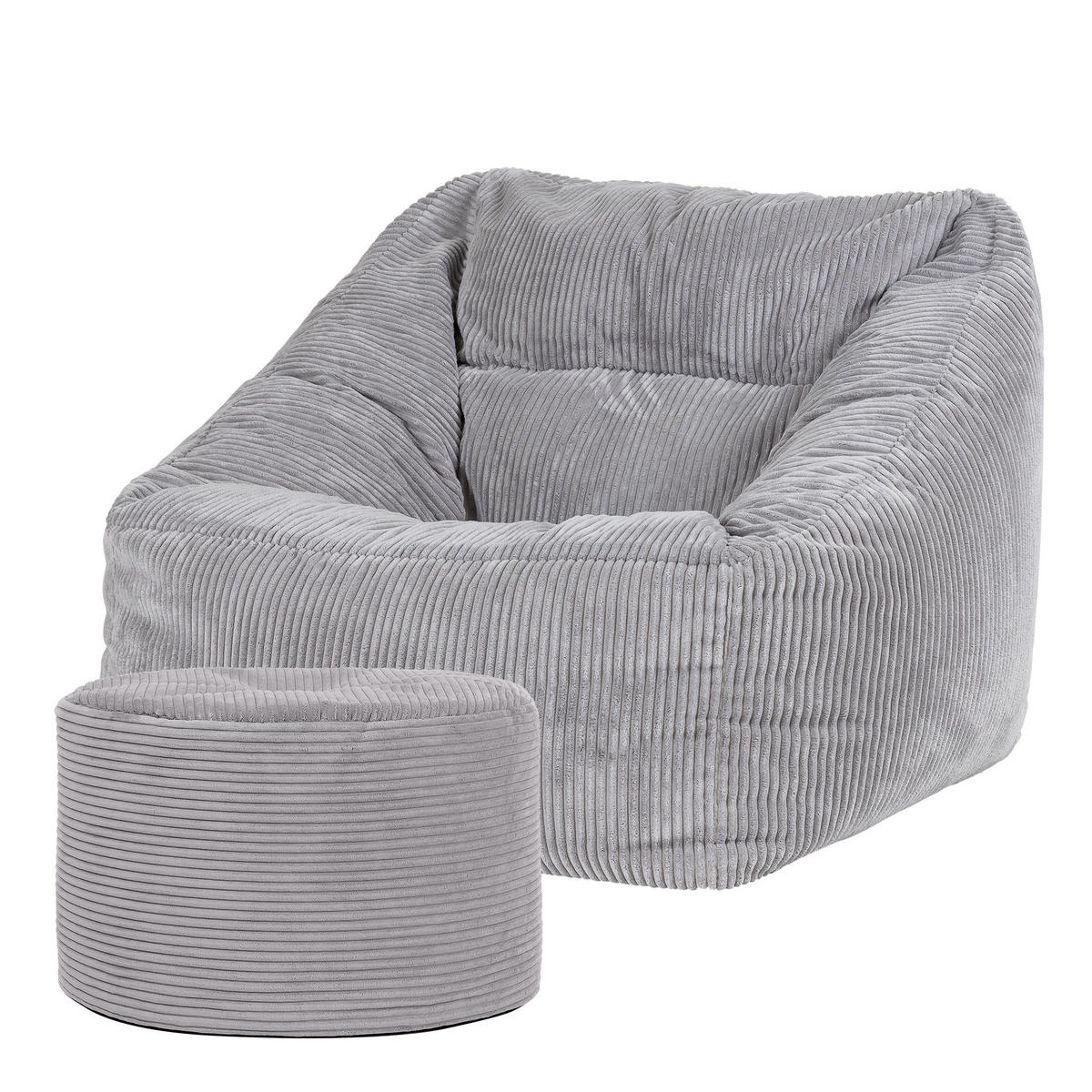 SITZSACK Sessel Natalia + Sitzpouf - Hellgrau, Textil (100/80/88cm) - icon