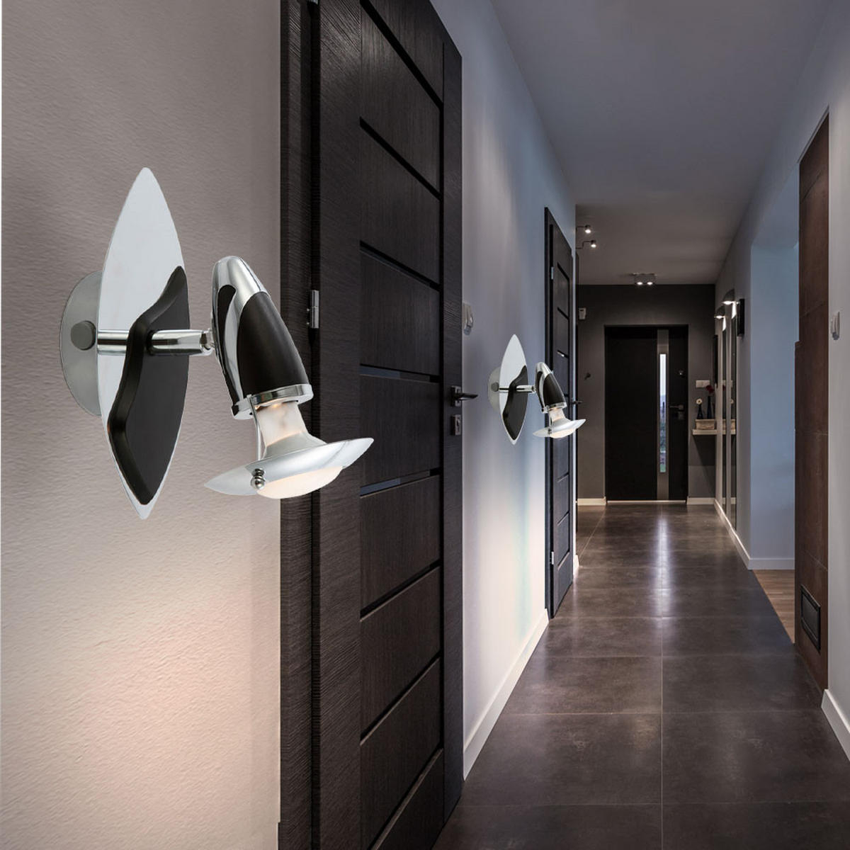 WANDLEUCHTE LORD Stahl Schwarz beweglich 2er Set - Schwarz, Metall (17/20/17.5cm) - Globo Lighting