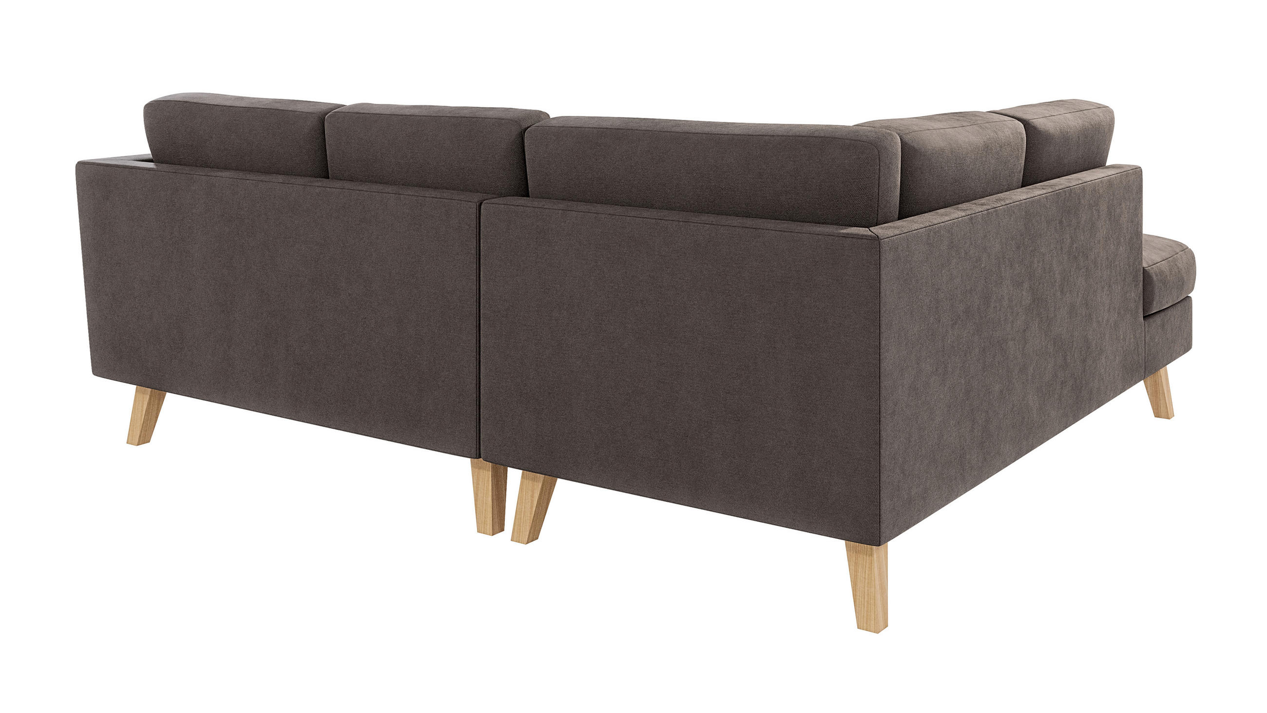 Thumbnail - S-Style Möbel Ecksofa, Dunkelbraun, Textil, Echtholz,Buche, 4-Sitzer, Füllung: Silikon,Komfortschaum, L-Form,L-Form, 221...
