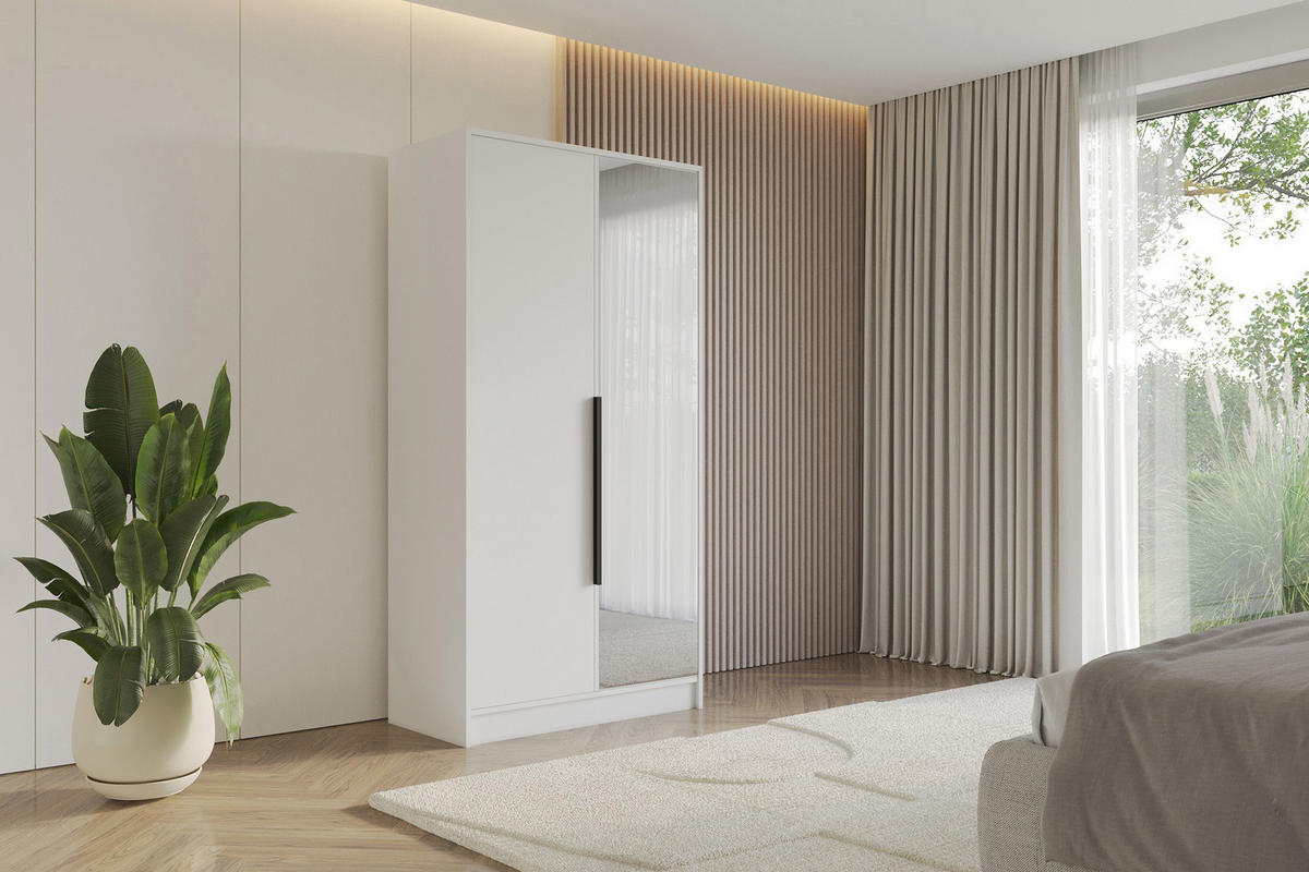 KLEIDERSCHRANK - LESE - 102 - Weiß - Weiß, Holzwerkstoff (102/200/51cm) - ALTDECOR