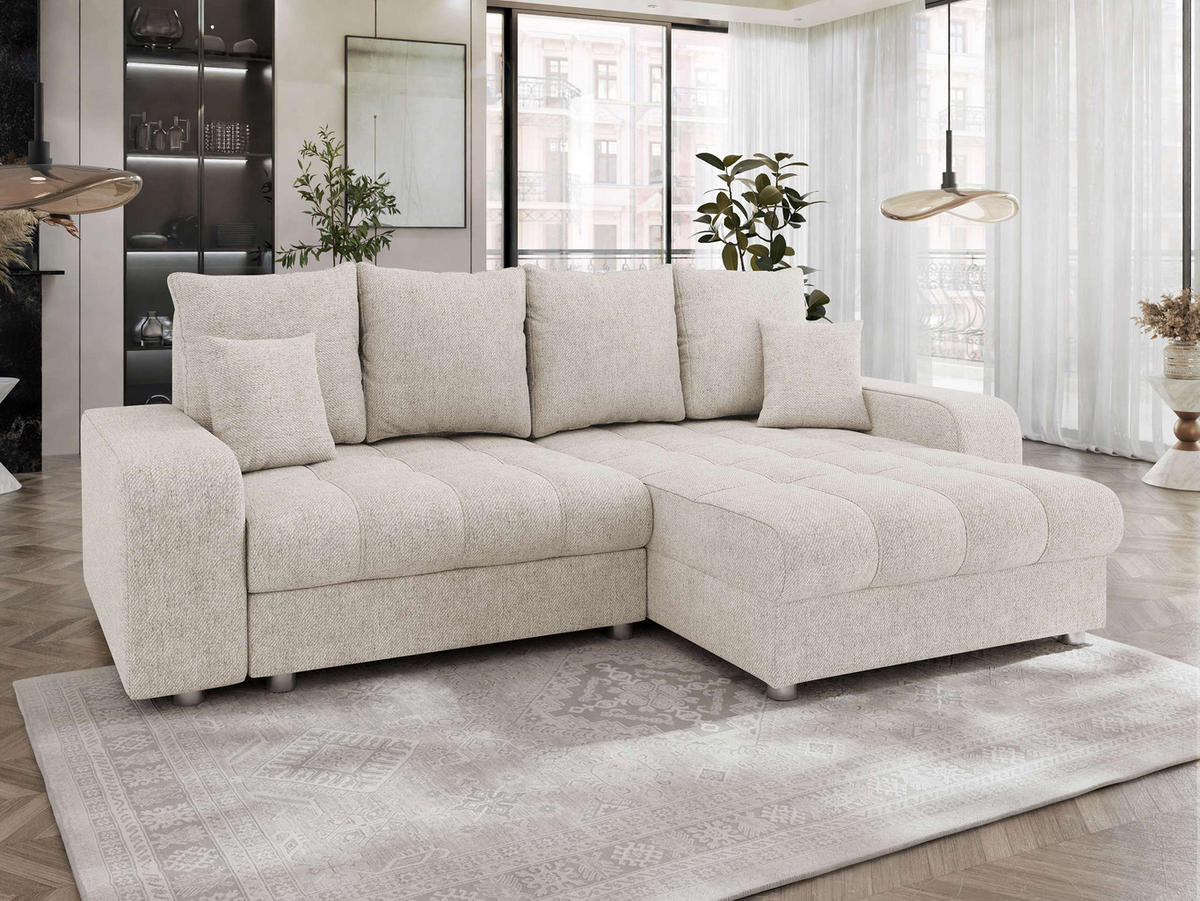 ECKSOFA Kronos - Silberfarben/Creme, Holz/Textil (250/166cm) - MIRJAN24