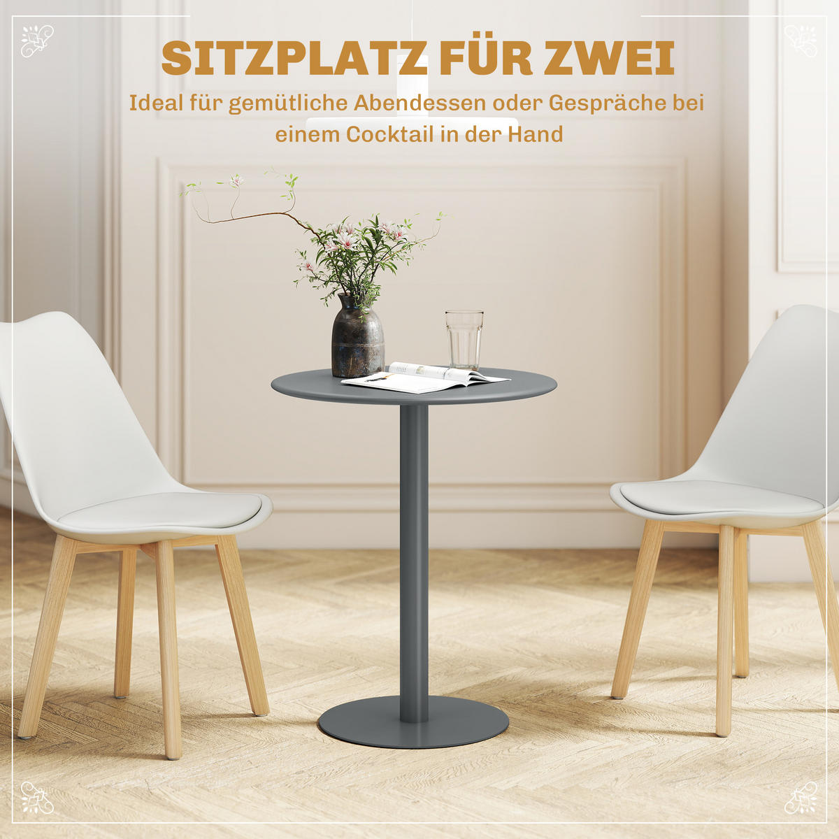 ESSTISCH Stahl Grau - Grau, Metall (60/60/72cm) - HOMCOM