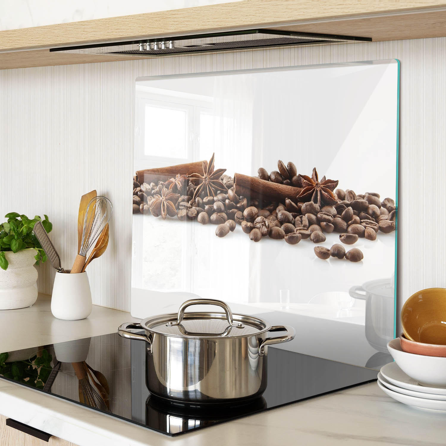 GLASPLATTE 60x52 cm Kaffeebohnen und Zimt - Braun, Glas (60/0.4/52cm) - TULUP