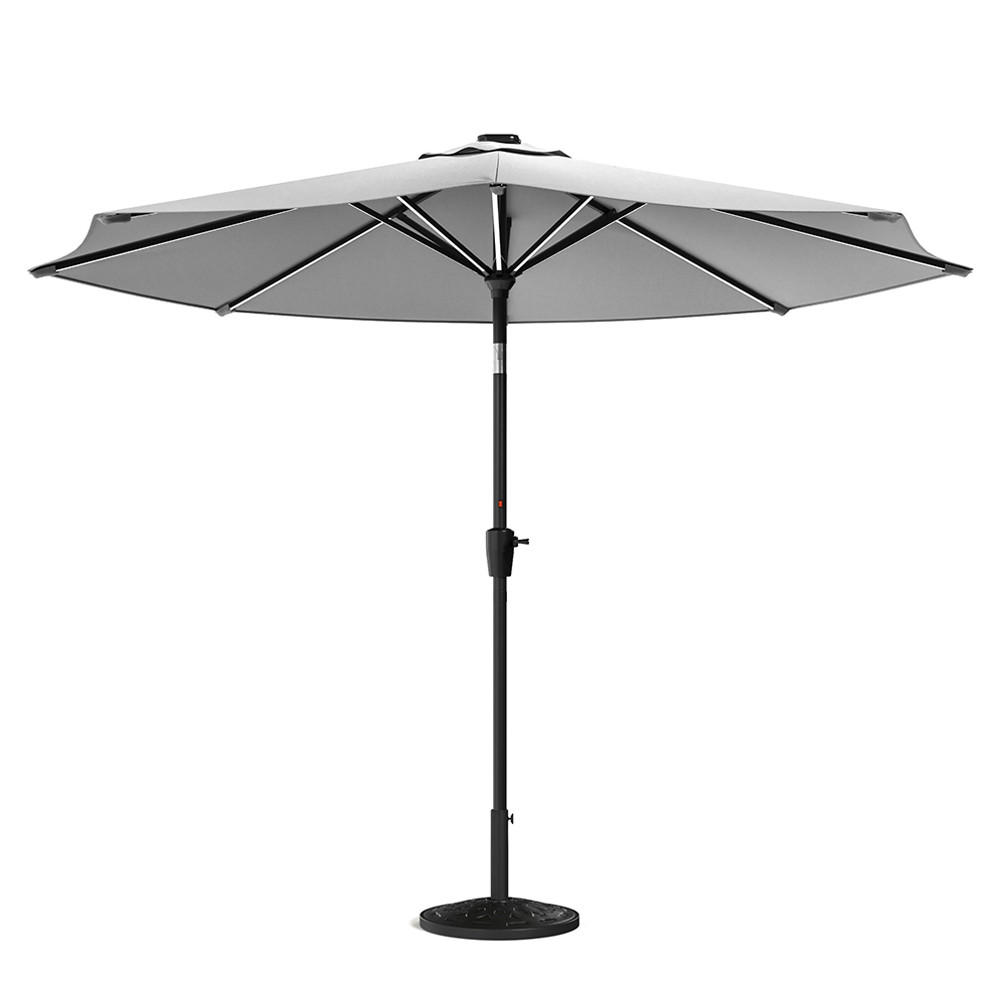 SONNENSCHIRM aus Polyester Metall in Dunkelgrau mit Resin-Sockel drehbar 360° neigbar 60° 3 x 2.4m Ø49 × 35 cm - Grau, Metall (300/240cm) - Livingandhome
