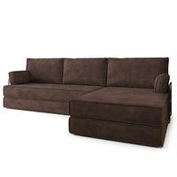ECKSOFA ANKO modulares Boneless Sofa mit Schlaffunktion Braun Kordstoff - Braun, Textil (270/160cm) - MASSENO