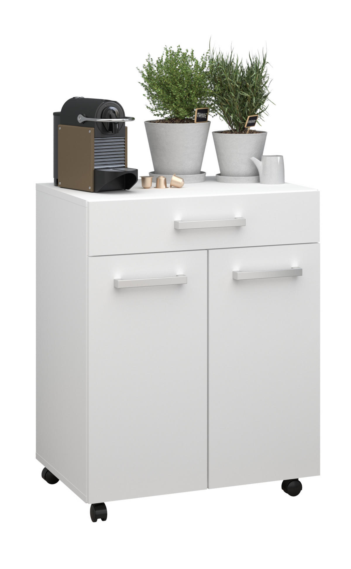 KÜCHENMÖBEL Uno 1 in Weiß 2teilig Küchenbuffet mit Beistellschrank - Weiß, Holzwerkstoff (80/200/120cm)
