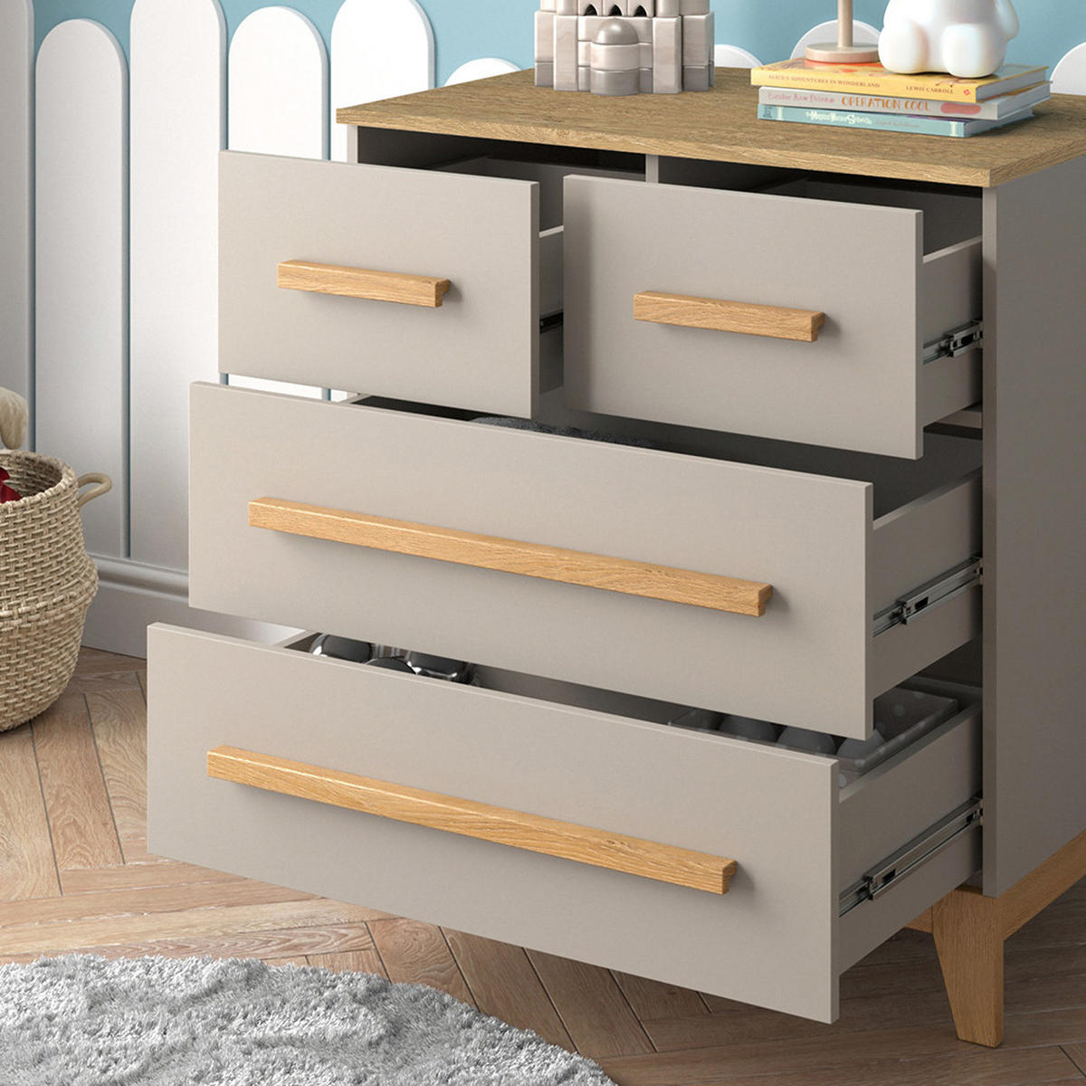 KOMMODE Malia Cashmere-Eiche 80 x 88 cm mit 4 Schubladen - Kaschmir, Holzwerkstoff (80/88/53.4cm) - VitaliSpa