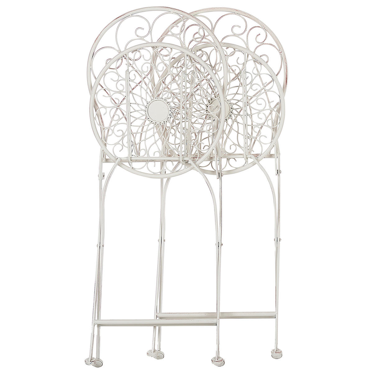 GARTENSTUHL 2er-Set Metall cremeweiß Stiffe - Weiß, Metall (40/95/46cm) - Beliani