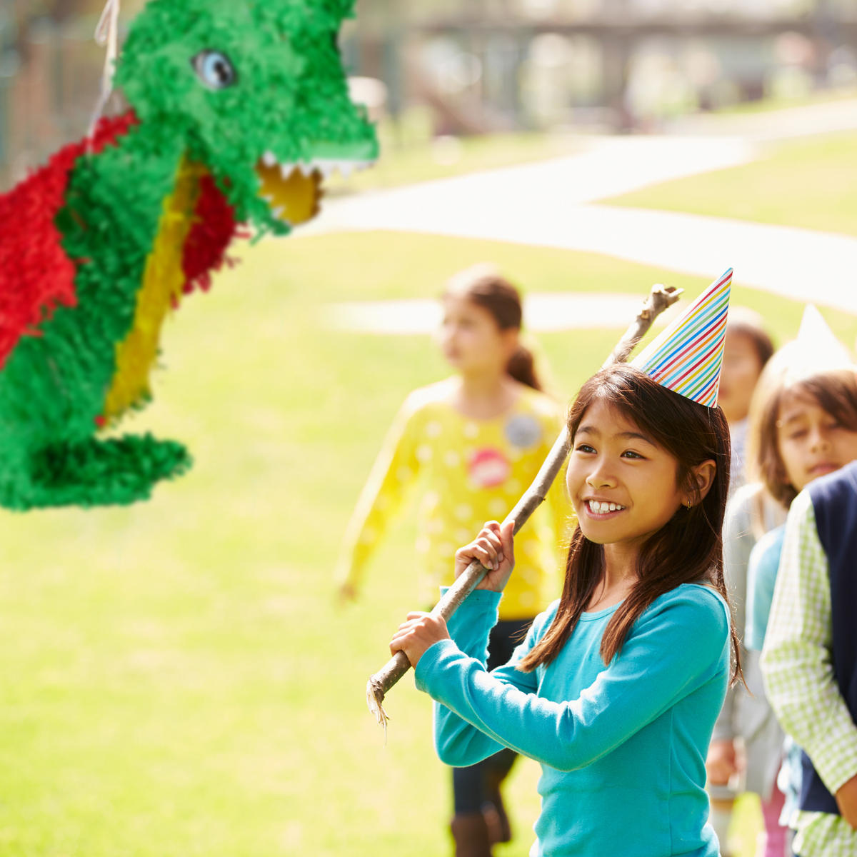 PINATA Drache - Grün, Papier (55/51/12cm) - Relaxdays