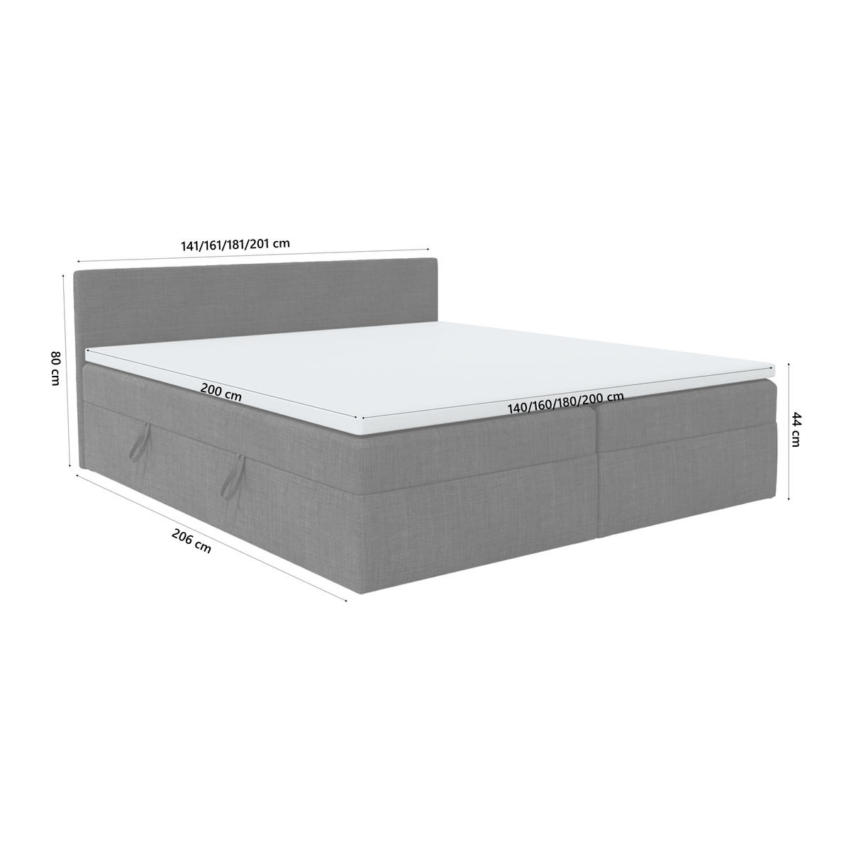 BOXBETT Verdig mit Bettkasten 140x200 Schwarz - Schwarz, Holz/Textil (140/200cm) - Fedve