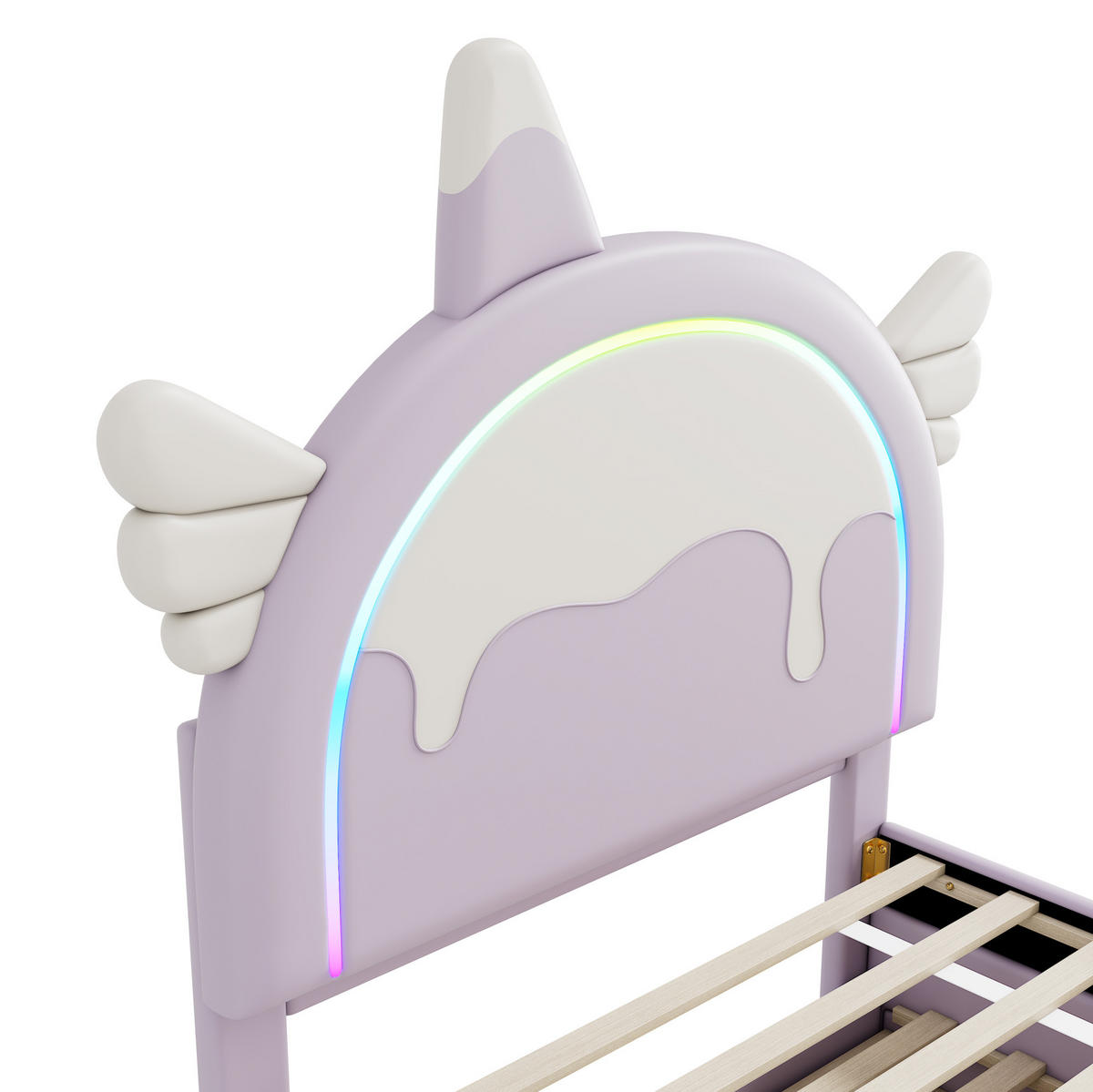 KINDERBETT Einhornform 90/200 cm Violett mit ausziehbarem Rollbett - Violett, Textil (90/200cm) - MIVRAY