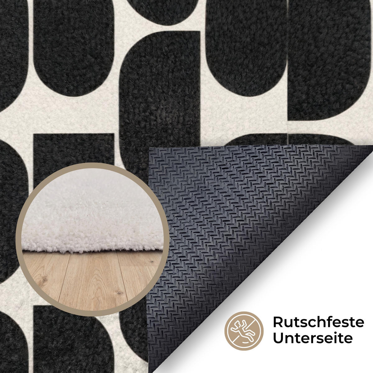 KOBERCE - Moderné - vzorované - čierne - 230x150 cm - čierna, textil/plast (230/0.4cm) - OnlyWow