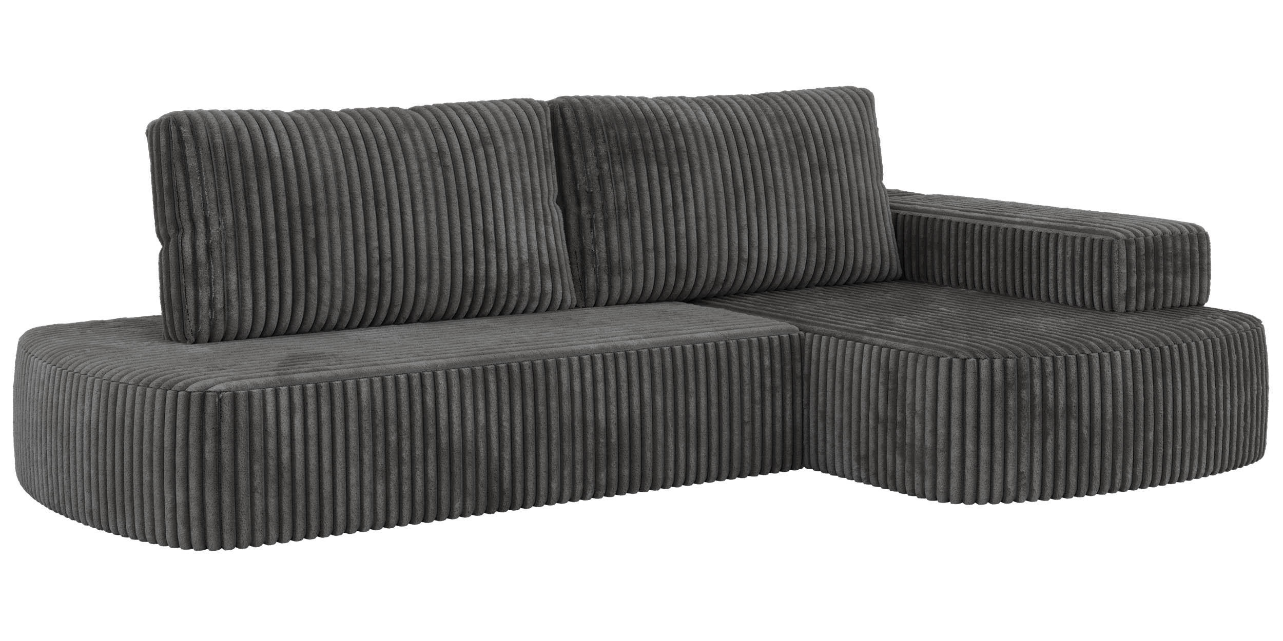 ECKSOFA LIRENA L Cord Grau - Rechts - Grau, Textil (260/160cm) - MKS