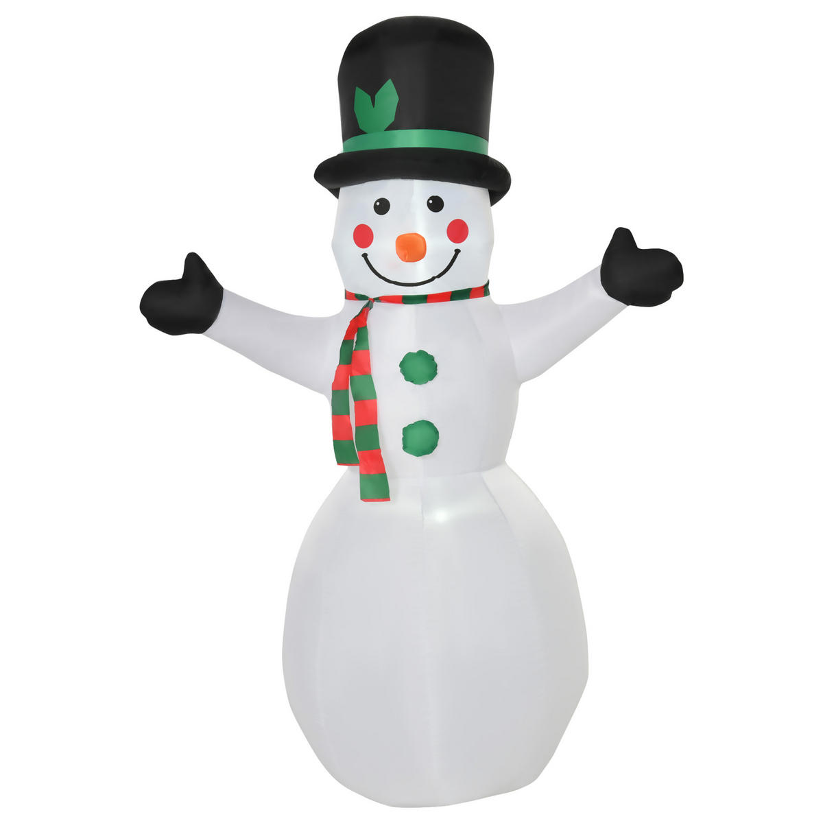 WEIHNACHTSSCHNEEMANN aufblasbarer Schneemann mit 2 Modulleuchten Weiß - Weiß, Kunststoff (72/193/130cm) - HOMCOM
