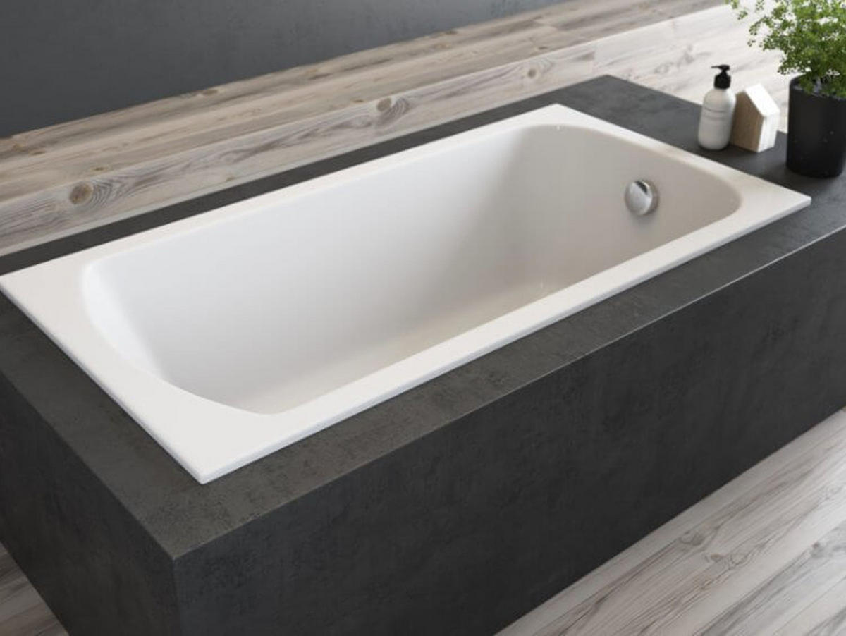 BADEWANNE Rechteck CLASSIC SLIM 150/70 mit Styro Ablauf Füße - Weiß, Kunststoff (70/54.5/150cm) - bad land
