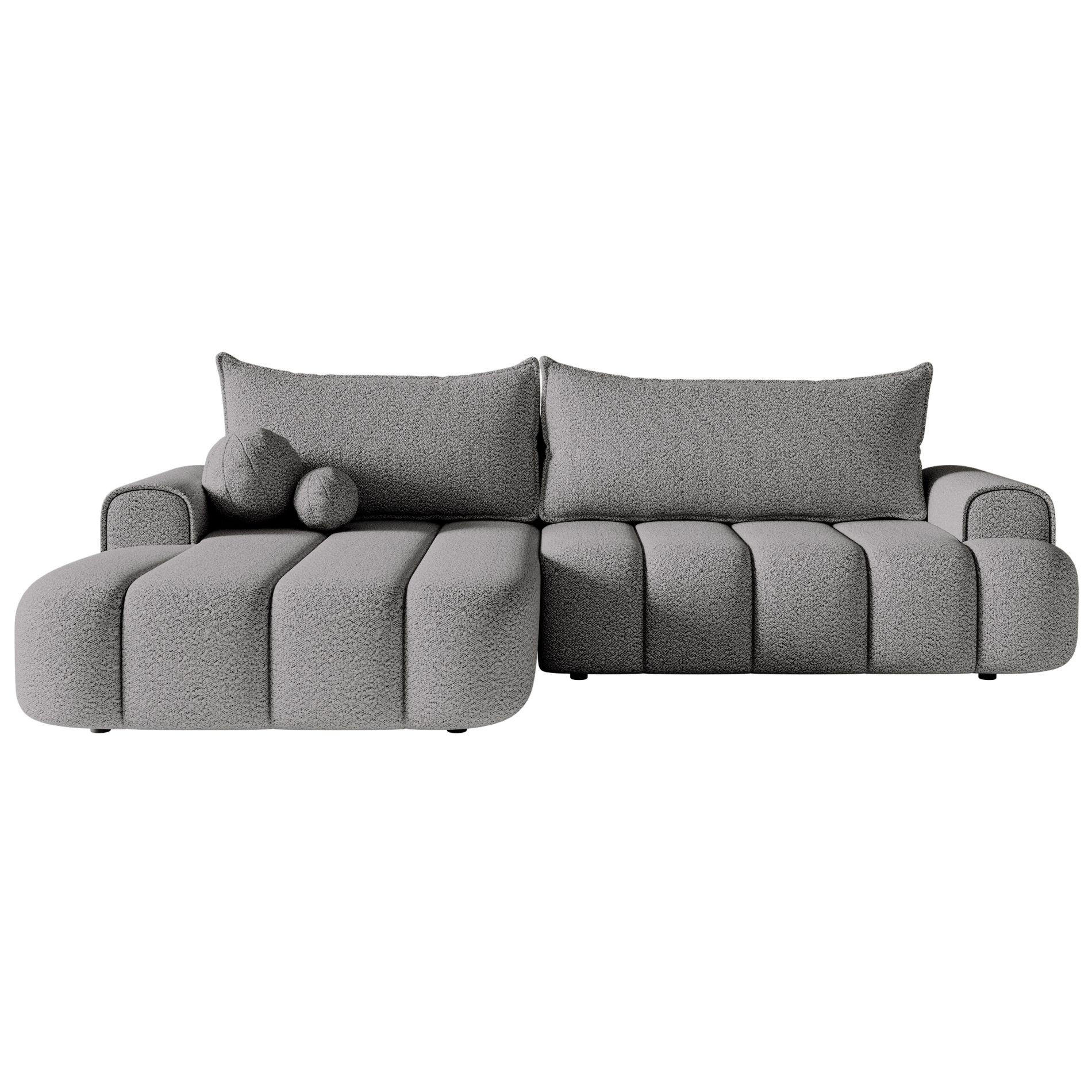 ECKSOFA Dandelino Grau mit Bouclé-Bezug, links - Schwarz/Grau, Kunststoff/Textil (275/168cm) - Selsey